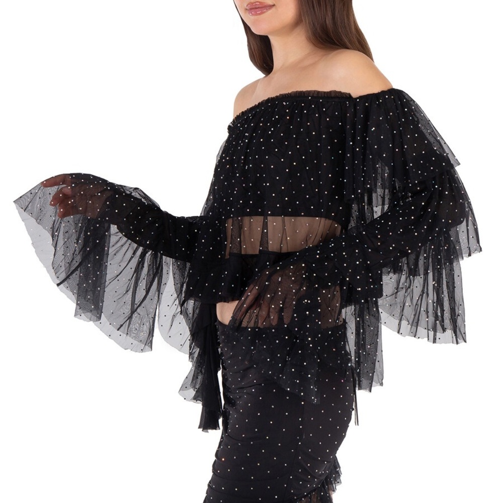 Elegant Black Off-Shoulder Crop Top
